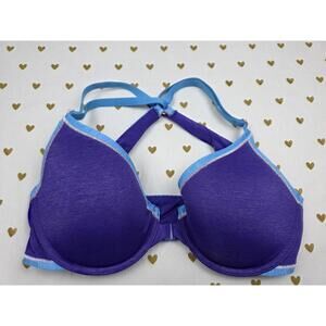Victorias Secret Blue Racerback Semi Demi Balconette Bra 32C